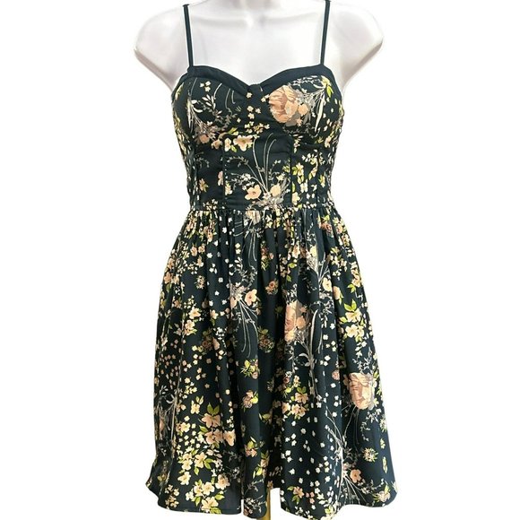 Band of Gypsies Women's Navy Blue Floral Mini Dress Size Small Summer Boho - Picture 1 of 5